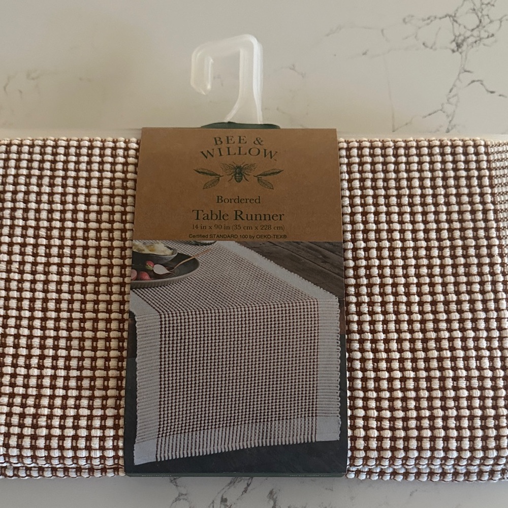 Bee & Willow Bordered Table Runner - Brown and Cream
